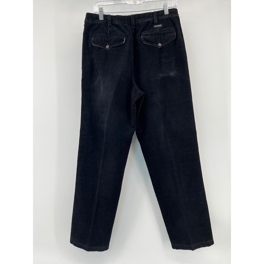 Woolrich Corduroy Pants Mens 32 Black Pleated Front Straight Leg 1014 - Picture 3 of 7